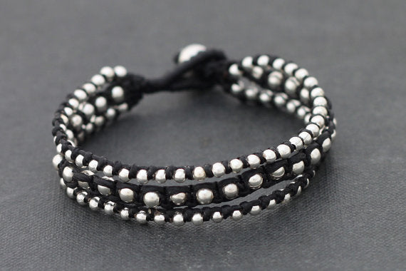 Silver Black Rocker Bracelet - Delicious California