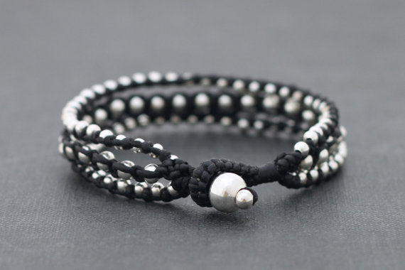 Silver Black Rocker Bracelet - Delicious California