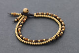 Tiger Eye Round Basic Brass Bracelet - Delicious California