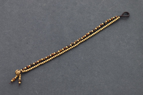 Tiger Eye Round Basic Brass Bracelet - Delicious California